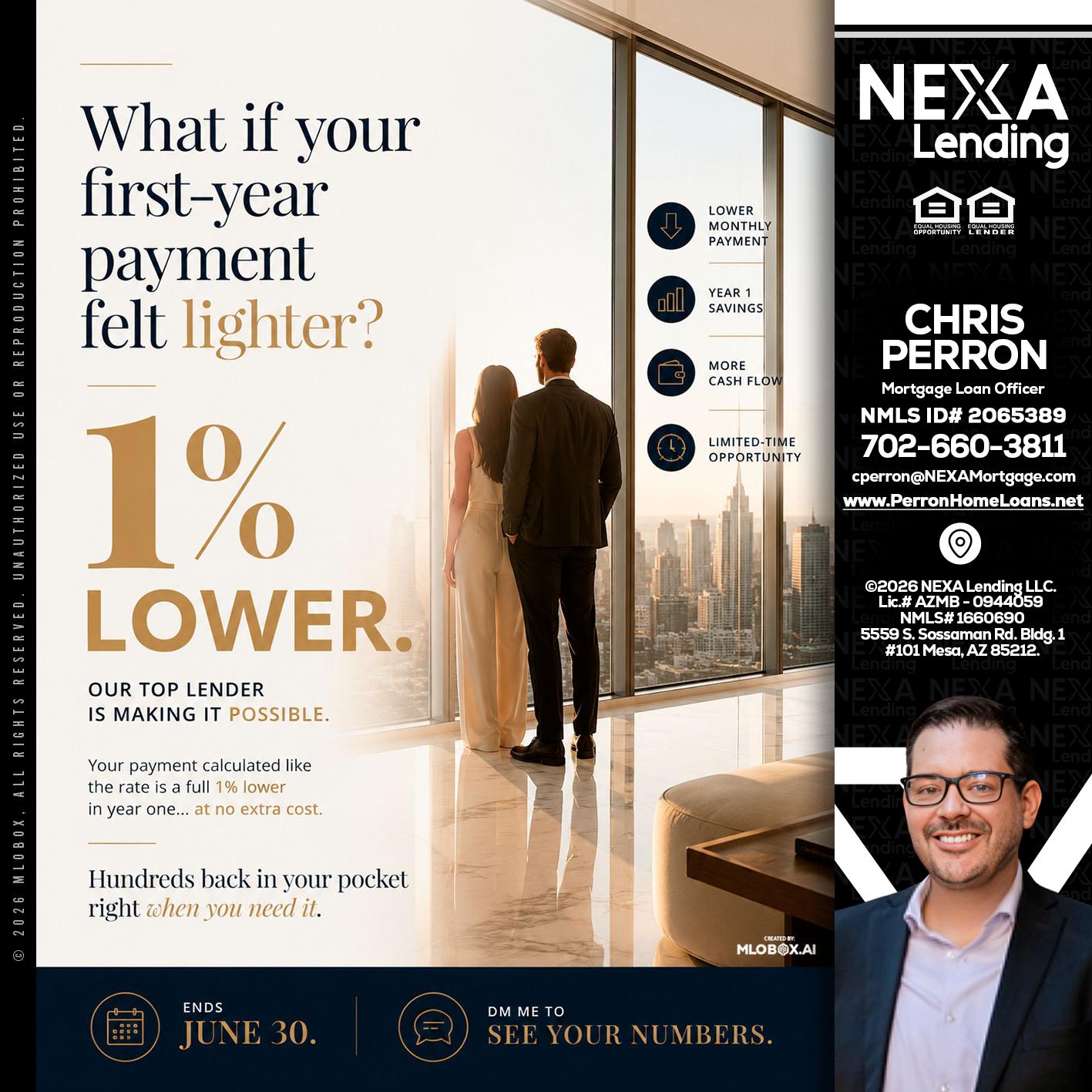 1% lower - Chris Perron -Mortgage Loan Officer